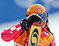 Janica Kostelic dans l'épreuve du combiné féminin de ski alpin des Jeux Olympiques de Salt Lake City